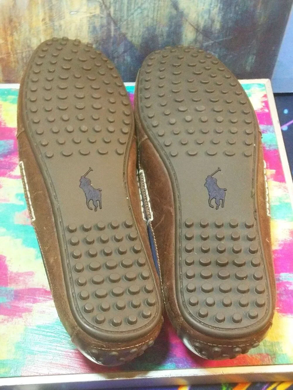 MEN'S POLO RALPH LAUREN LOAFERS LEATHER SHOES MENS SIZE 14 (D) MOCCASINS SLIPPER